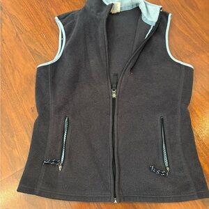 Old Navy Black Fleece Vest with Light Blue Trim